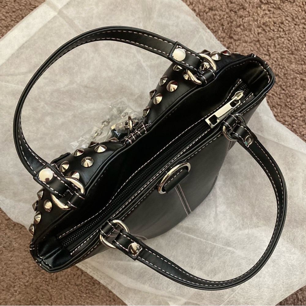 Current Mood Studded Black Chain Corset Handbag - Picture 3 of 6